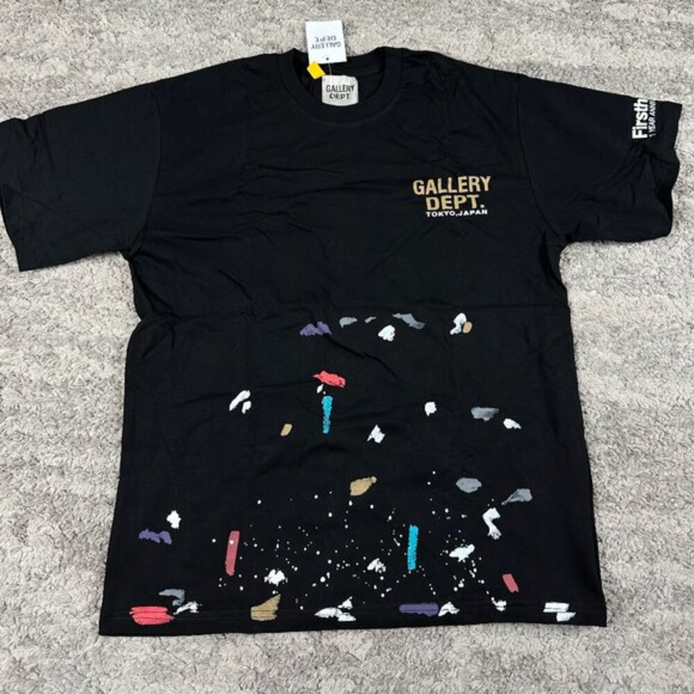 Gallery Dept Tokyo Paint Splatter Black Tee Mens Size Large